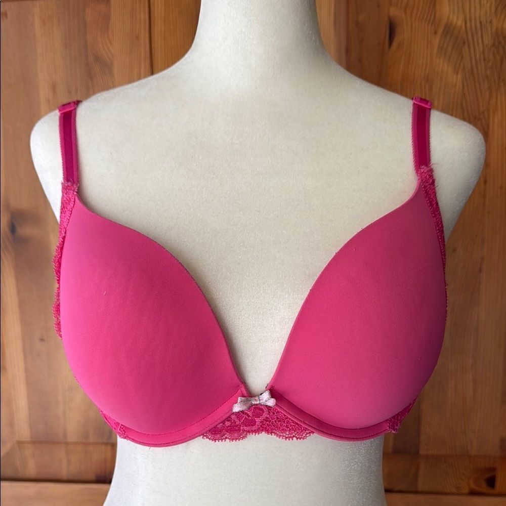 Victoria Secret Pink Lace Trimmed Bra.  Size 36 C.